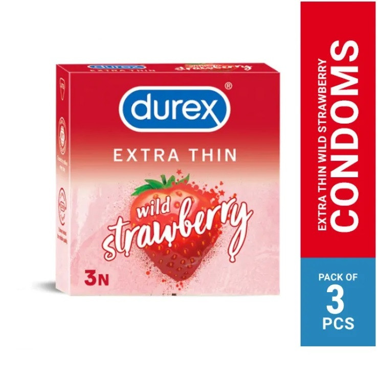 Durex Extra Thin Strawberry Flavoured - 3 Condoms