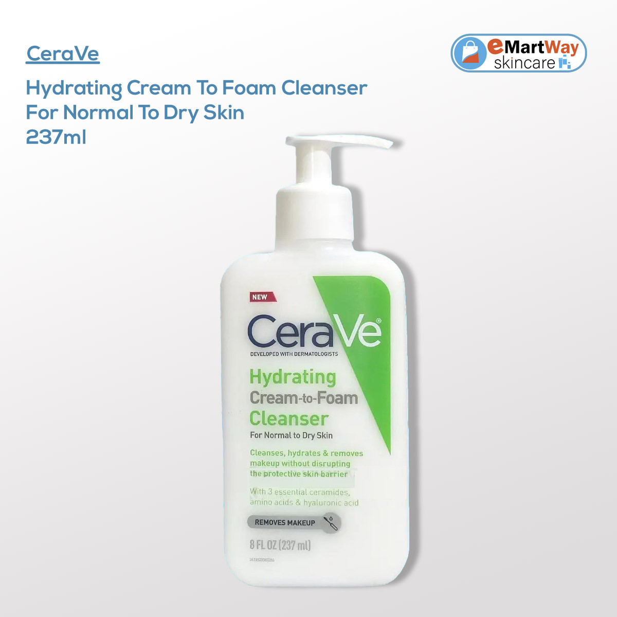 Cerave Hydrating Cream To Foam Cleanser For Normal To Dry Skin 237ml