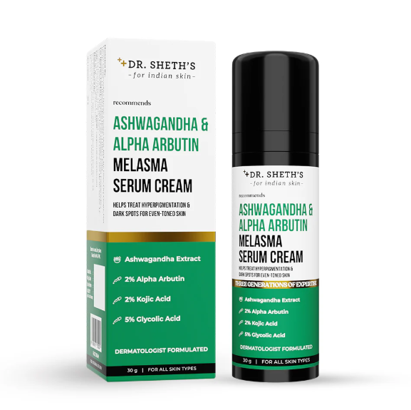 Dr. Sheth’s Ashwagandha & Alpha Arbutin Melasma Serum Cream - 30g