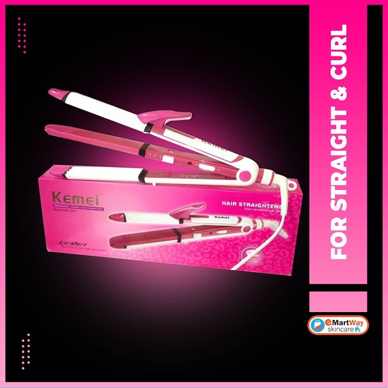 Kemei KM-1291 Professional 3in1 straightener Curler Crimper Iron