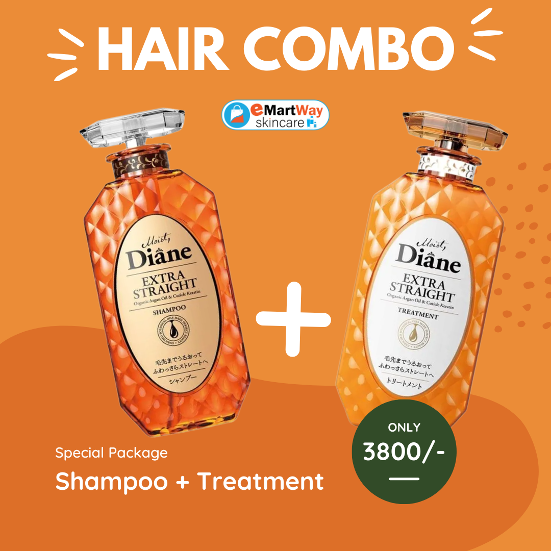 Moist Daine Combo (Moist Diane Extra Straight Shampoo 450ml & Moist Diane Extra Straight Treatment 450ml)